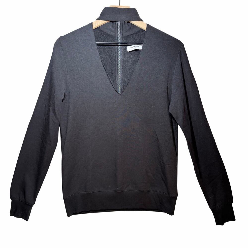 Bailey 44 Black V-Neck Choker Sweater Top Women's size S